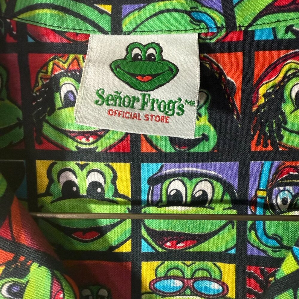 Señor Frog Button Up Shirt Men's Large Frog Print All Over Cotton - Picture 2 of 15